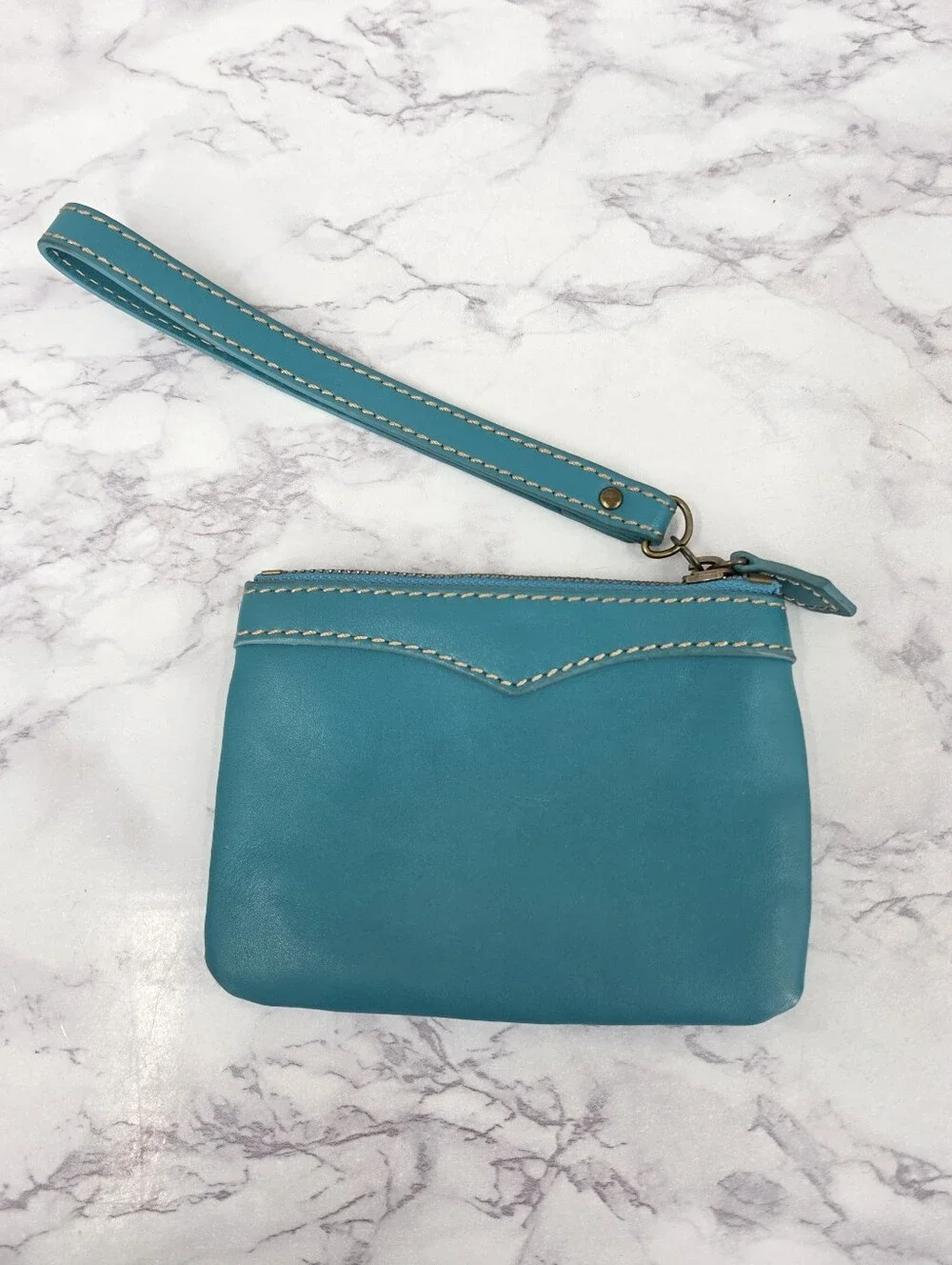 Born Turquoise Leather Wristlet Wallet Small